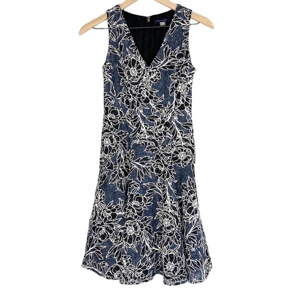 Tommy Hilfiger Dress Blue A-Line floral lace 0P - Picture 1 of 7